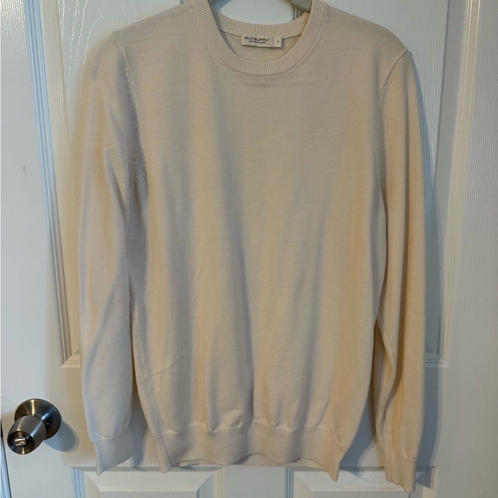 Suitsupply Men's Off-White Crewneck Sweater